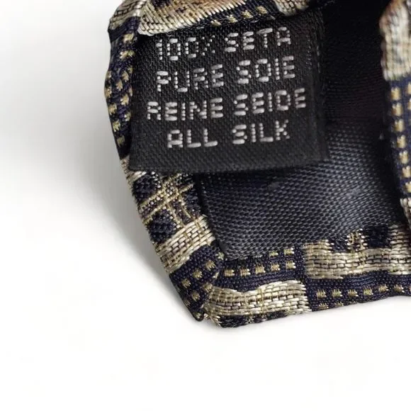 FROG 100% Silk Neck Tie Black Brown Diamond Checkered Vintage Look Made in Italy - Picture 6 of 8